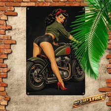Vintage Pinup Beauty Metal Sign Retro Bedroom Wall Decor 8x12 picture