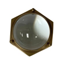 Vintage Brass Hexagonal Dome Desktop Magnifier With Stand Gift picture