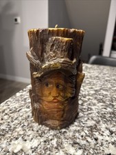 Vintage Gunter Kerzen Candle- Old Man In Tree Trunk Design- Unused Handmade picture