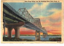 Baton Rouge Bridge Over Mississippi River Linen 1943 LA picture