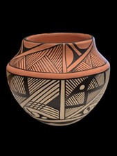 Native American Pottery Jar by MS Toya of the Jemez Pueblo 4” Tall 4.5” Wide picture