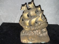 Vintage Cast Iron Pirate Ship/Galleon Bookend By Hubley Manufacturing 1920-1930 picture