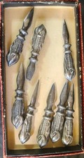 Vintage Silver Style Pewter Corn Cob Holders/Skewers 8 Total picture