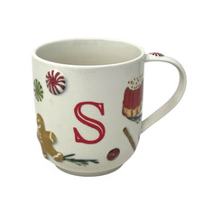 Anthropologie Holifaye Monogram Mug Inital S Christmas Holiday Gingerbread Man picture