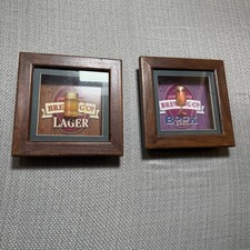 2 Atlantic Brewing Co. BOCK, LAGER Beer Signs - Wood Framed - EACH 8