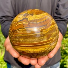 2.24LB Natural Large Gold Tiger’s Eye Stone Quartz Crystal Sphere Specimen Reiki picture