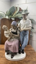 Vintage Neutettau Kunst Porcelain Family Figurine w Glass Dome picture