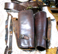 Antique- US Cavalry Leather Gaiters and Belt with Shoulder Strap 1898-1918 picture