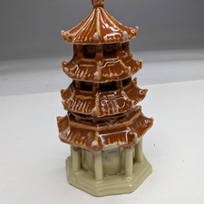 Vtg 1997 Glazed Ceramic Chinese Pagoda Tower Figurine Asian Zen Decor Statue 4