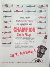 1946 Champion Spark Plugs Personal Aircraft Use Champion Print Ad picture