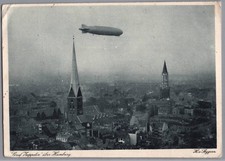 1935 LZ 127 Graf Zeppelin Airship over Hamburg Posted Picture Postcard picture