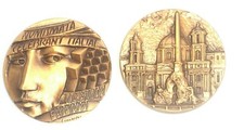 Piazza Navona in Rome Collectible Bronze Medal, Made in Milan, Italy-Stamped picture