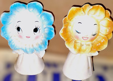 Rare Vtg PY Japan Anthropomorphic Flower Face Salt Pepper Shakers 1950s Kitsch picture