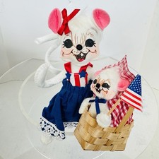 Annalee Doll-  2019 - 6 inch  Patriot Picnic Mouse Couple with Basket picture