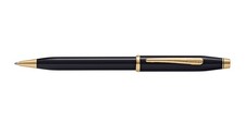 Cross Century Black PVD Barrel Gold Trim Ballpoint In Box AT0082-158 picture