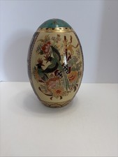 Vintage K.O.K. Satsuma Style Porcelain Egg 10 Inch Hand Painted Gold Moriage  picture