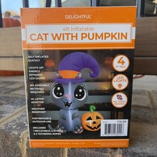 Delightful-4ft Inflatable Friendly Monster Halloween new cat with pumpkin  picture