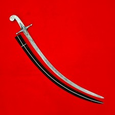 Vintage Indo-Persian Mughal Islamic Gold-Silver Koftgari Damascus Sword Shamshir picture