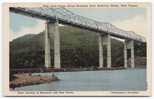 Hinton WV Bluestone River Bridge Postcard 1950s Fisherman's Paradise C.T. Linen picture