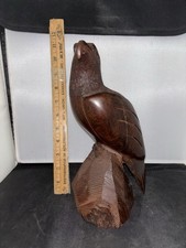 Vintage ironwood hand carved wooden eagle sculpture dark Solid picture