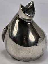 Vintage DANSK Silverplate Barnyard Cat Figurine Paperweight 2.25