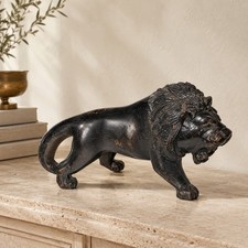 Vintage African Safari Hand Carved One Piece Ebony Wood Lion Mid 20th Century  picture