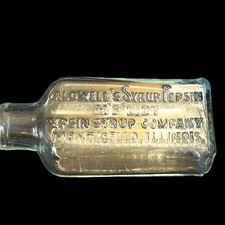 Antique Miniature Caldwell’s Syrup Pepsin Blown Glass Bottle Monticello Ill. picture