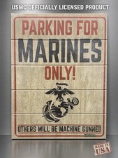 12x16 Wood Wall Sign Plaque USMC United States Marines Parking Only Made In USA picture