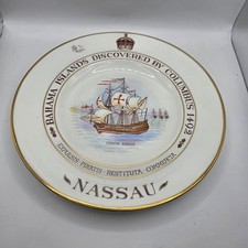 Royal Crown Derby Nassau Bahamas Columbus 1492 Santa Maria Bone China Plate picture