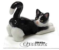 ➸ LITTLE CRITTERZ Cat Miniature Figurine Black and White Cat Kitten Chessie  picture