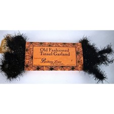 Vintage Bethany Lowe Antique Style Black Tinsel Garland Metallic Shine Halloween picture