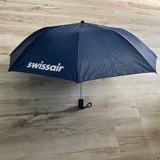 SWISSAIR *NEW* Get Rain Navy Blue Collapsable Travel Umbrella picture