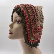 Vintage Gargush Yemenite Jewish Headdress Hand Embroidered Metal Threads picture