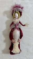VTG Victorian Ladies With Elegance Blown Glass Christmas Holiday Ornament 10”. picture