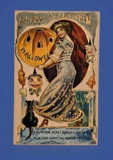 Rare J. Silberstein & Co Halloween Postcard Beautiful Girl W' JOL Series 552 picture