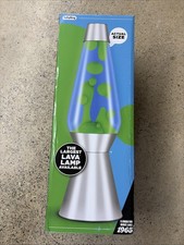 Lava 27 inch Large Silver Base Yellow Wax Blue Liquid Lava Lamp Broken picture