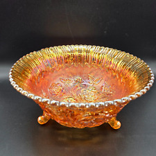 Vintage Marigold Carnival Glass Open Rose Bowl Footed picture