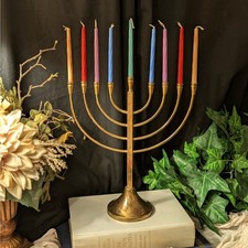 Vintage Solid Brass Menorah 10