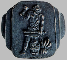 300 BC Ancient Greek Silver Ring Hephaestus god of artisans fire metallurgy picture
