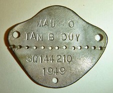 1949 FRENCH FOREIGN LEGION - Indochina War - DOG TAG # 144 210 - VIETNAM - C.351 picture