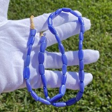 Vintage Maybe Antique Venetian Blue Onion Skin Melon Trade Bead Strand 37 Beads picture