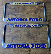 Set 2 Vintage Astoria Ford Dealership Booster License Plate Frames Oregon Dealer picture