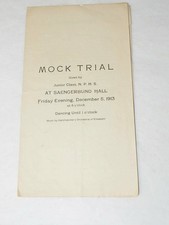 1913 NORTH PLAINFIELD NJ MOCK TRIAL given by Junior Class PROGRAM dancing till 1 picture
