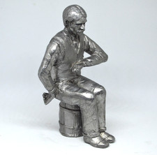 Michael Ricker Pewter Man on Barrel Playing Cards Statue Figurine 5