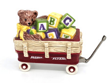 2000 Enesco Radio Flyer Wagon Teddy Bear ABC Blocks Salt Pepper & Shaker picture