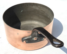 Vintage 8.1inch French Copper Saucepan Toque Chef Matfer Tin Lining 2mm 5.5lbs picture