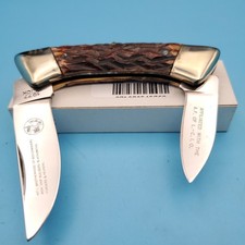 VTG Star Folding Blade Pocket Knife Brown Jigged Bone Union AFL CIO 6.5