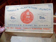 RARE 1883 TANSILLS PUNCH CARTOON CHARACTER LARGE SIZED WOOD CIGAR BOX CHICAGO IL picture