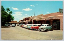 Taos New Mexico~Deckerhoff's~Coronado Pharmacy~Funks 5 & 10~1950s Cars~Postcard picture