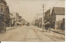 Antique 1909 RPPC 113th Michigan Avenue Chicago IL Postcard Trolley picture